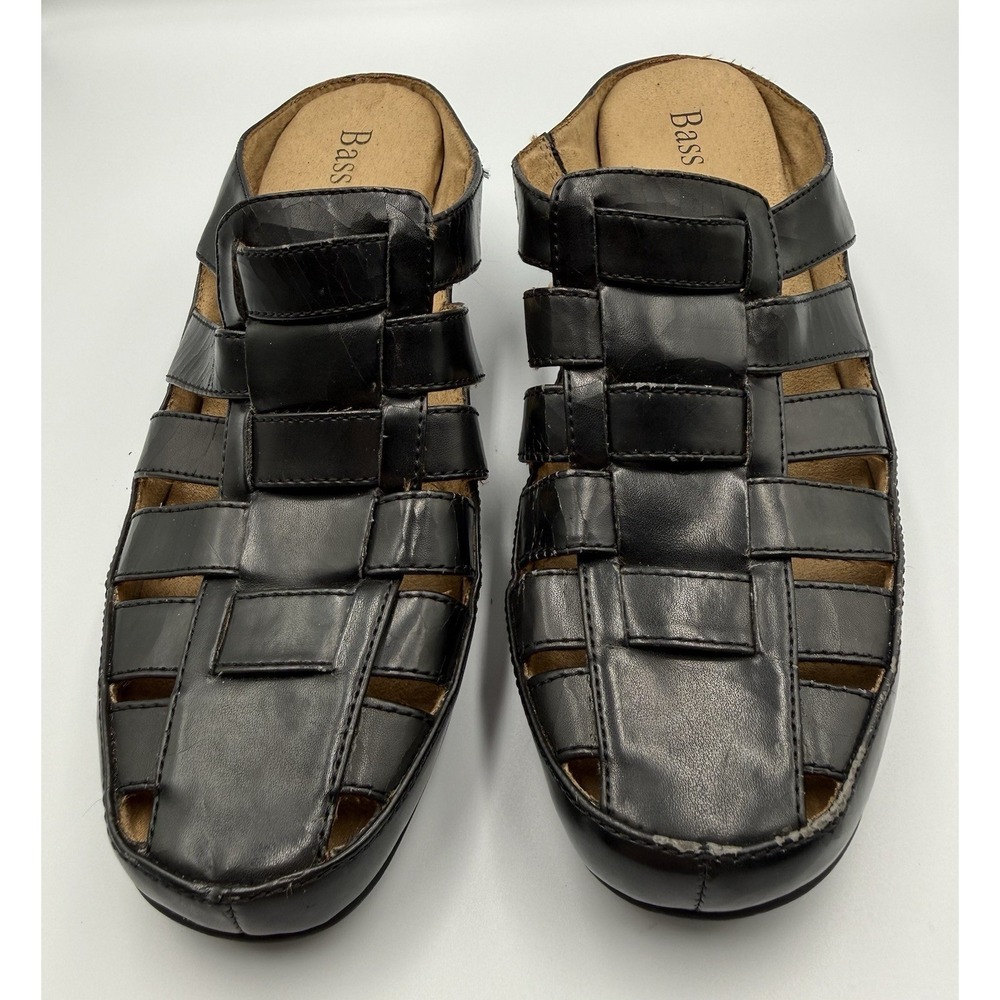 Bass Black Leather‎ Fisherman Sandals Closed Toe Comfort Shoes Women